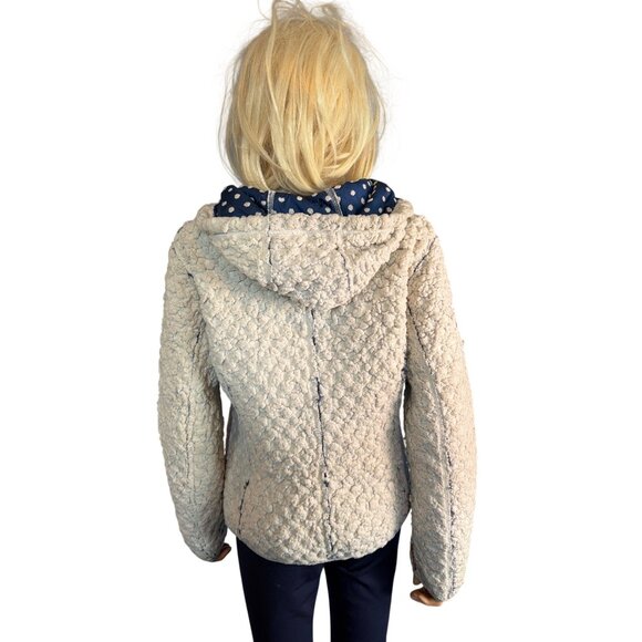 Almgwand Reversible Jacket Navy Polkadot/ Beige fleece S/M HTF - Picture 17 of 17